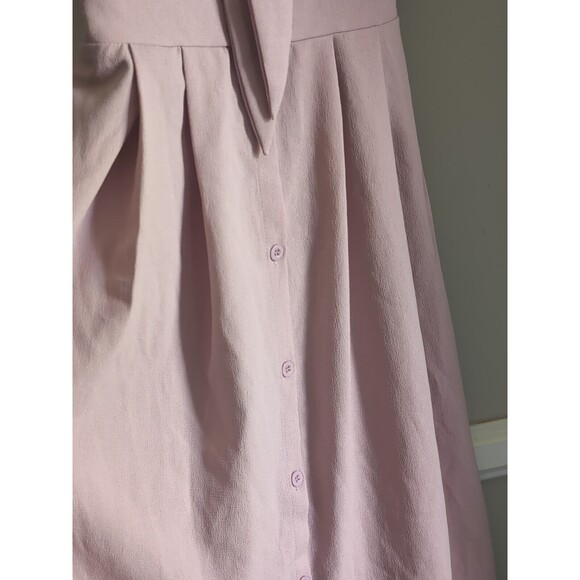 Yidarton Women's S Pale Pink Front Bow Tie Midi SunDress Buttons & Cut Outs - Picture 5 of 10